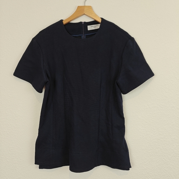 M.M. Lafleur The Krader Crew neck Top Textured Ponte In Navy Blue Size Medium - Picture 5 of 14